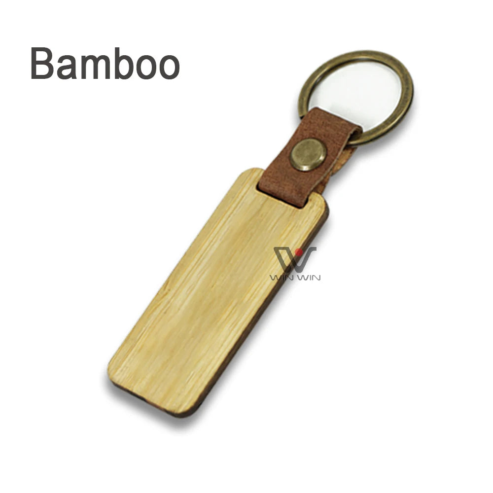 Blank Keychain Manufacturer Custom Logo Laser Wood Craft Key Ring Holder Wooden Key Tag