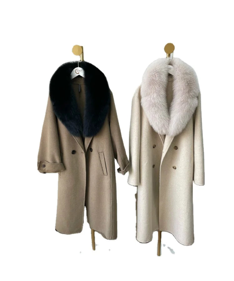 MWFur Detachable Women Winter Fox Fur Neck Warmer Fashion Fox Fur Collar and Cuffs Fox Fur Scarf Winter Fashion