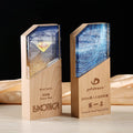 Personalized Plaque Crystal Trophy with Wooden Base  MH-NJ0192