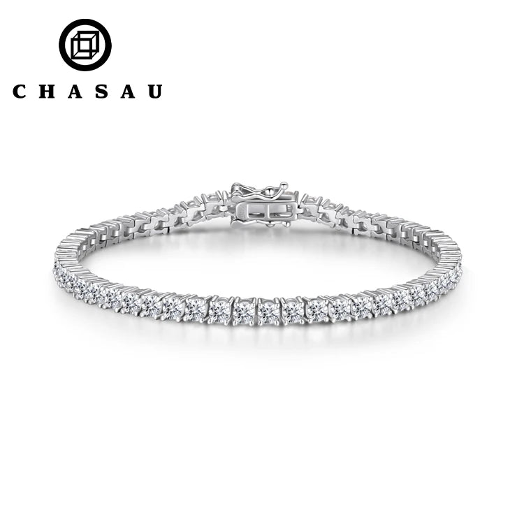 Women Luxury Jewelry Sterling Silver 925 7.5inch Length Round 3mm Cubic Zircon Elegant Tennis Bracelet for Women