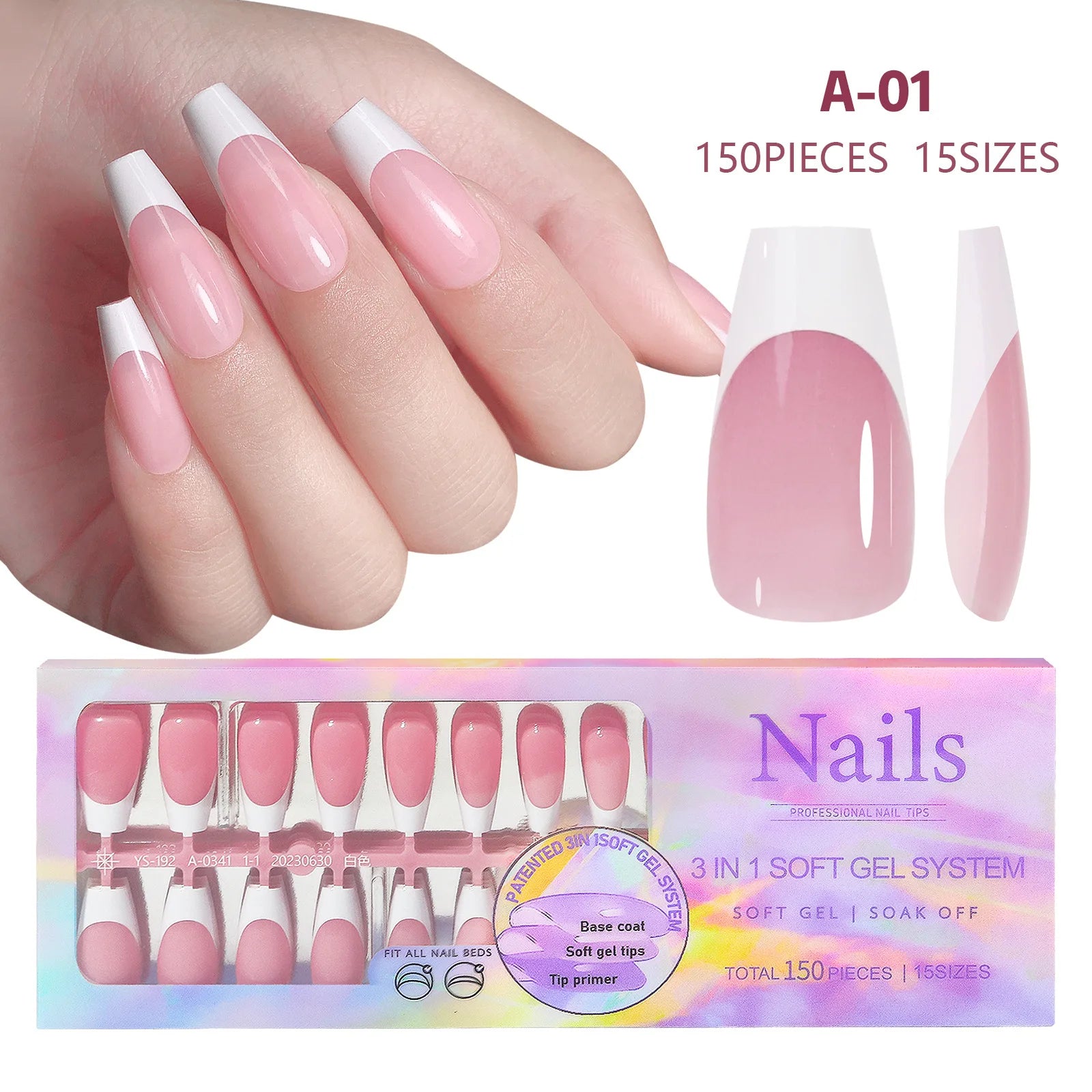 Wholesale Press on Nails Nude False Nails Artificial Fingernails French Almond Reusable Acrylic False Nails