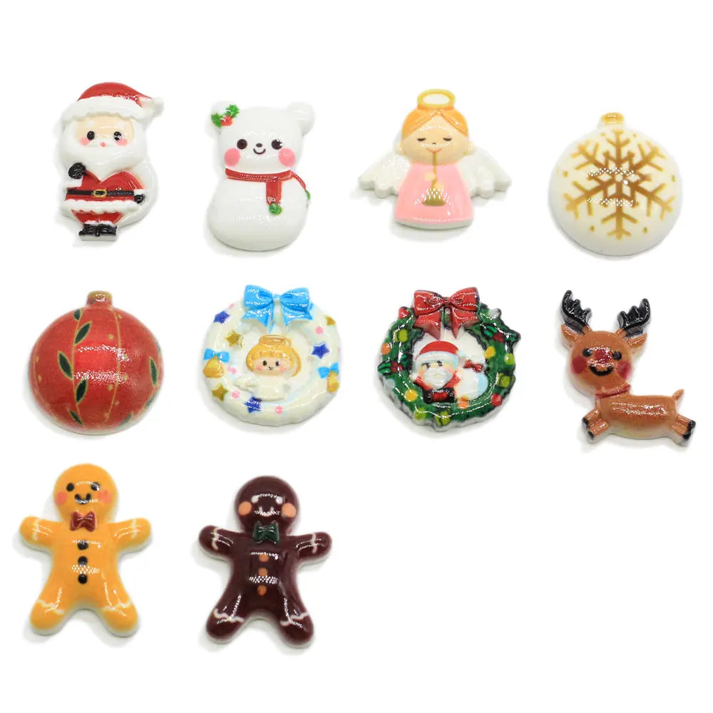 Christmas Xmas Tree  Snowman Gift Flatback  Resin Cabochon Scrapbooking for DIY Ornaments Crafts Accessories