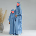 2023 New Parent-Child Outfit Jelbab Abaya Kaftan Robe Two-Piece Prayer Abaya Set for Mom Kids for Winter Spring Ethnic Clothing