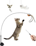 3 PCS Feather Replacements Interactive Indoor chase Pet Toy Cat Teaser Wand Feather Toy with Suction Cup