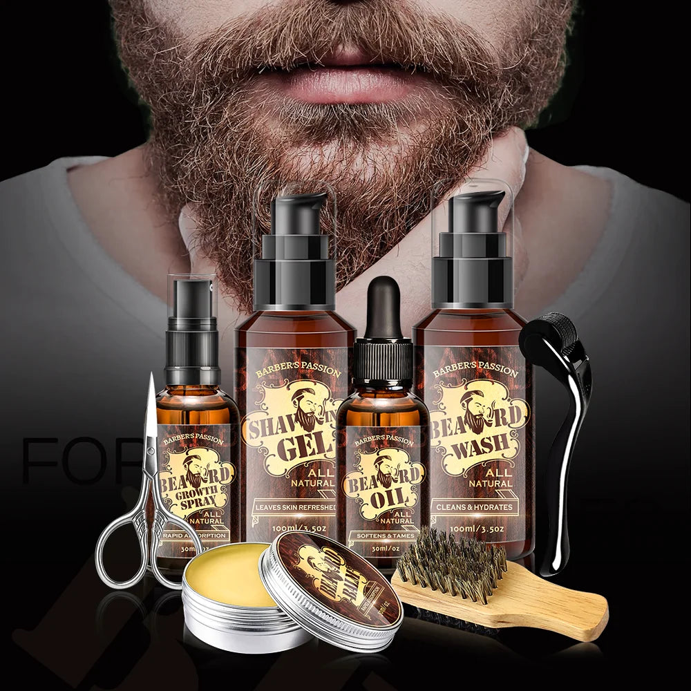 Custom Label Soften Moisturizing Beard Care Shea Butter Moisturizing Beard Oil Set Kit for Men