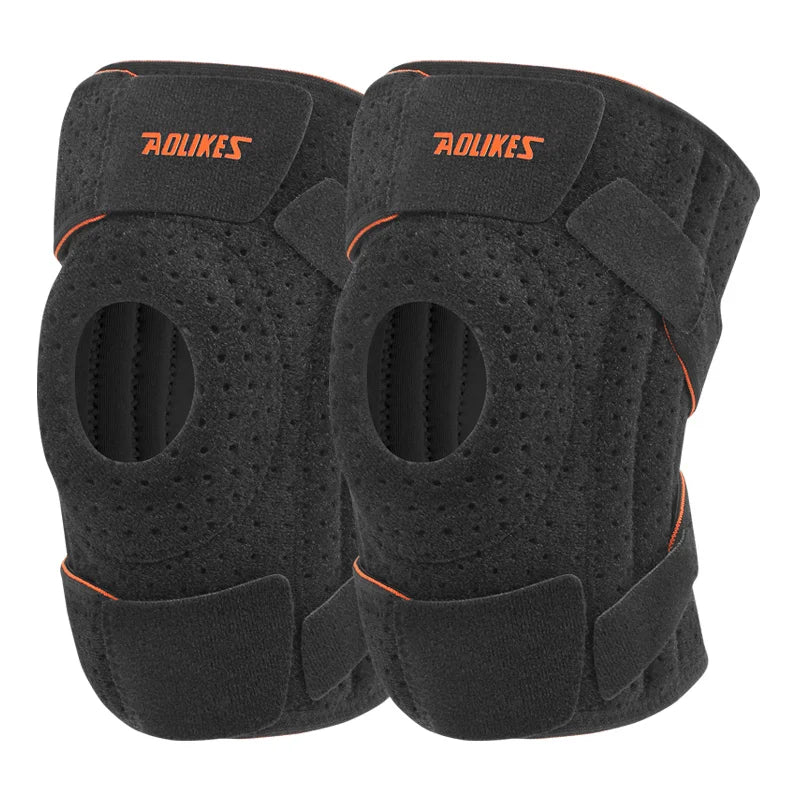 Aolikes Adjustable Compression Knee Brace Support Protective Knee Pads With Spring and Silicone Pad for Men and Women