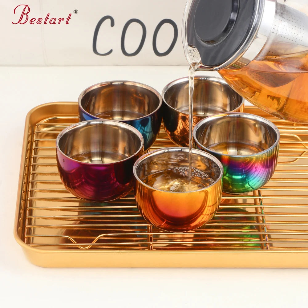 Wholesale Custom China Stainless Steel Tea Cup Restaurant Kitchen Drinkware with Colorful Design