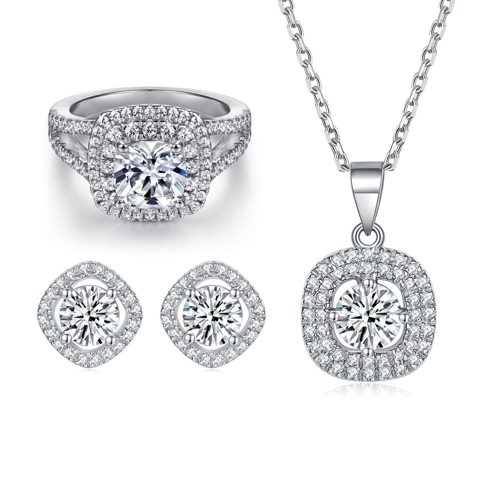 New Arrive Round Cut Jewelry Sets 925 Sterling Silver Women Non Fade Jewelry Set
