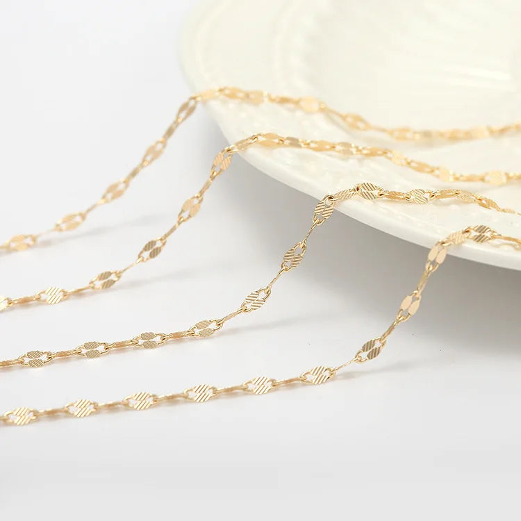 Factory Wholesale 14K Gold Plated Irregular Shape Brass Chain for Diy Jewelry Necklace Bracelet Making Chains Roll Accessories
