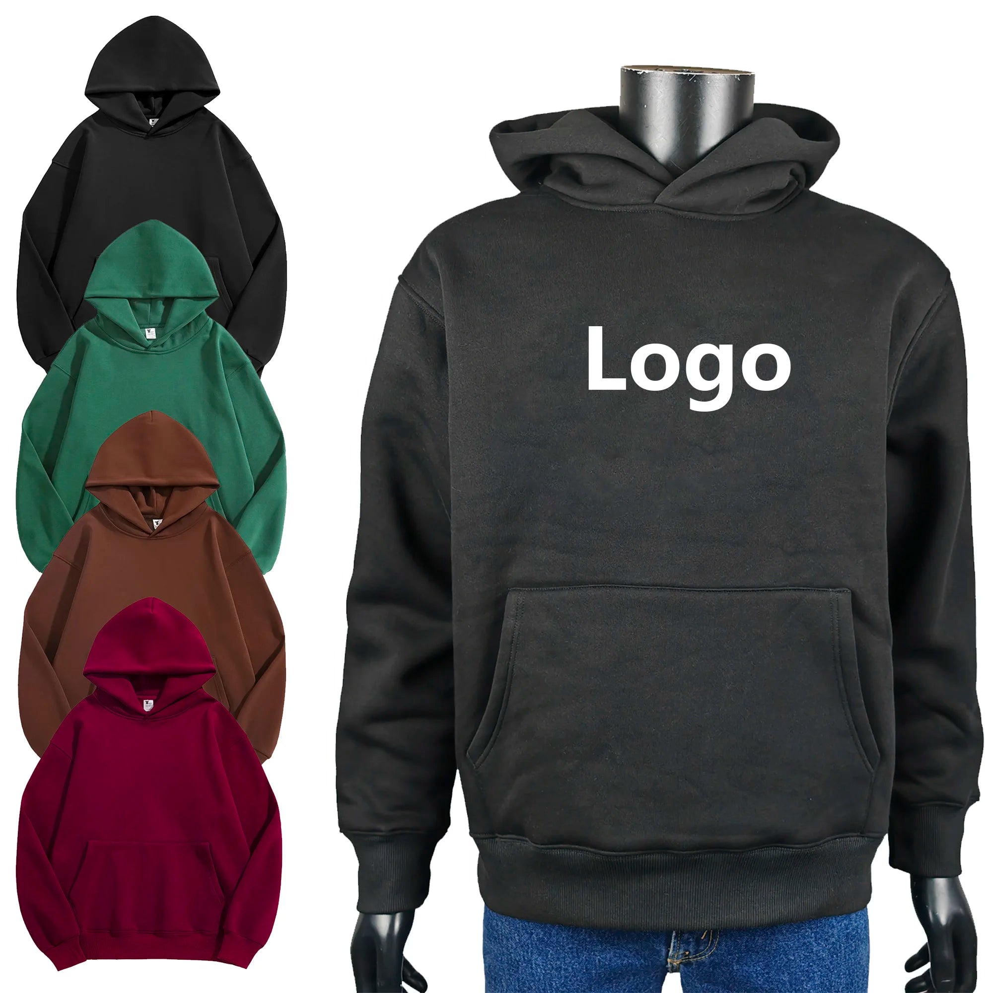 Wholesale in Stock Men Cotton Fleece Pullover Unisex Heavyweight Oversize Custom Print Men's Winter Warm Sweatshirts Hoodies