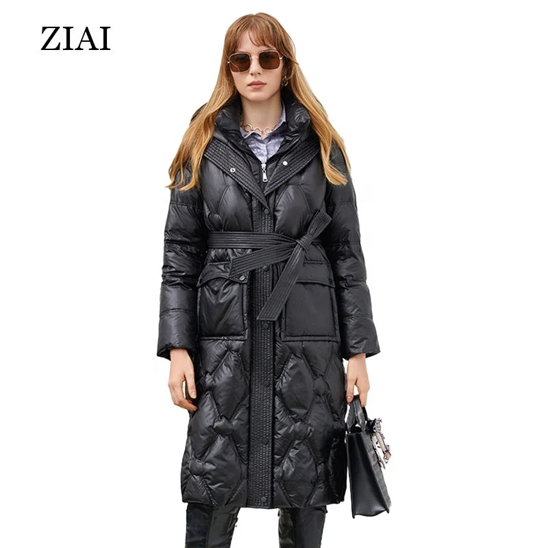 New Winter Jacket With Hood Fashion Solid Color Waterproof Jacket Black Long Winter Parka Coat Winter Clothes for Women