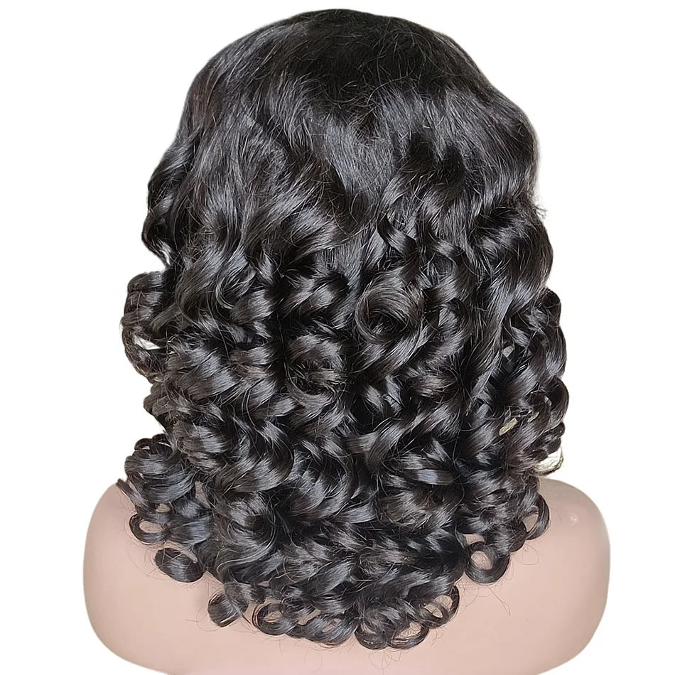 12A Grade Super Double Drawn Loose Wave Wigs Bouncy Curly Wig Natural Raw Human Hair HD Lace Frontal Wig