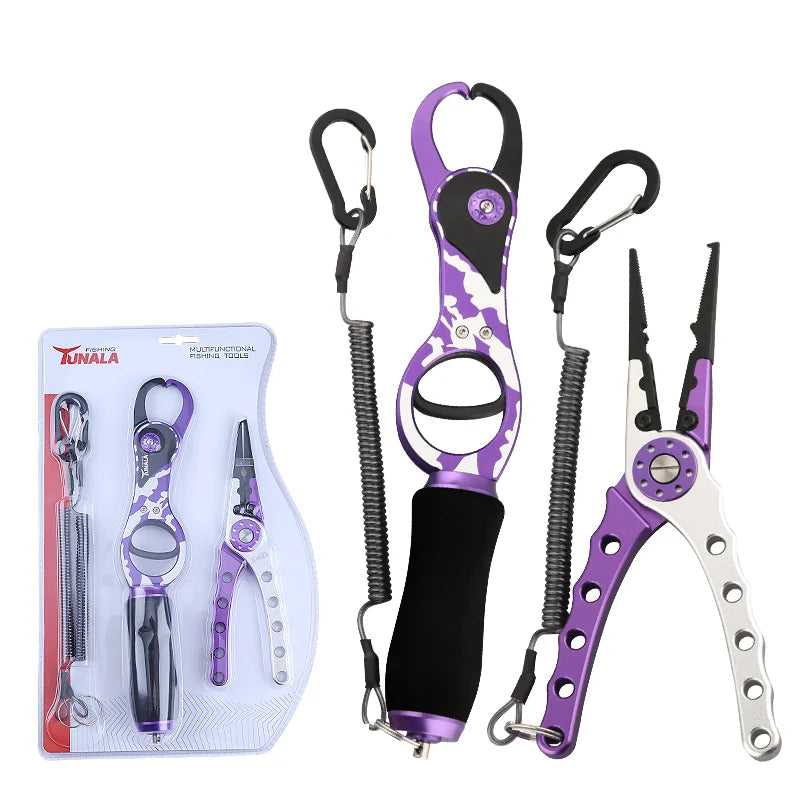Fishing Tool Kit Fishing Pliers Fish Gripper Saltwater Fishing Gear with 2pcs Lanyard  Best Gifts for Men