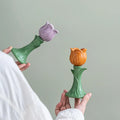 Ceramic Nordic High-end Hand-painted Flower Candlestick Light Luxury High-end Home Decoration Handicrafts Cross-border Ornaments