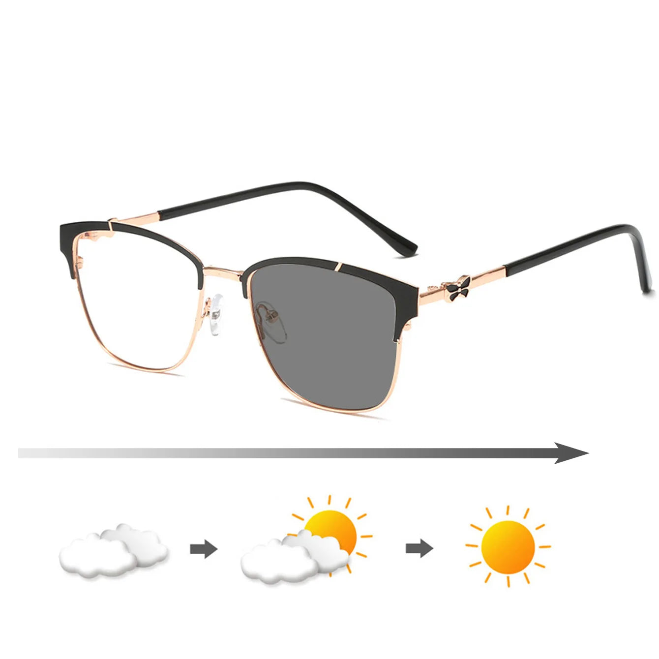 2023 Wholesale New Design Metal Optical Frames Women Color Change Eyewear Frame Photochromic Anti Blue Light Glasses