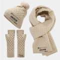 Comfortable Snug Fit Pom Soft Neck Warm Beanie Hat Scarf and Gloves Long Scarf 3pcs Set Custom Knitted Hats