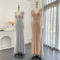 Jancember LSCZ14 Bling Sequins Long Sleeve V-neck Bridal Evening Prom Formal Dresses