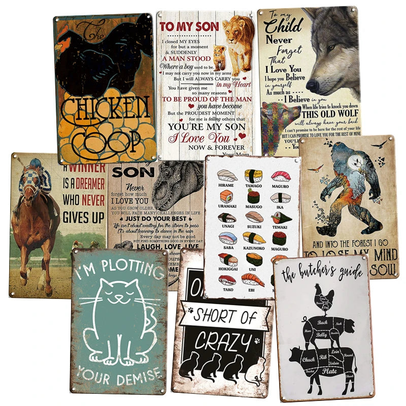 To My Son Love Wholesale Design Embossed Vintage Metal Plate Printing Retro Retro Poster Tin Sign Bar Garage Wall Decoration