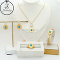 African Dubai Jewellery Blue Opal Stone Stainless Steel Gold Plated Crystal Butterfly Women Indian Beads Girl Gift Sets
