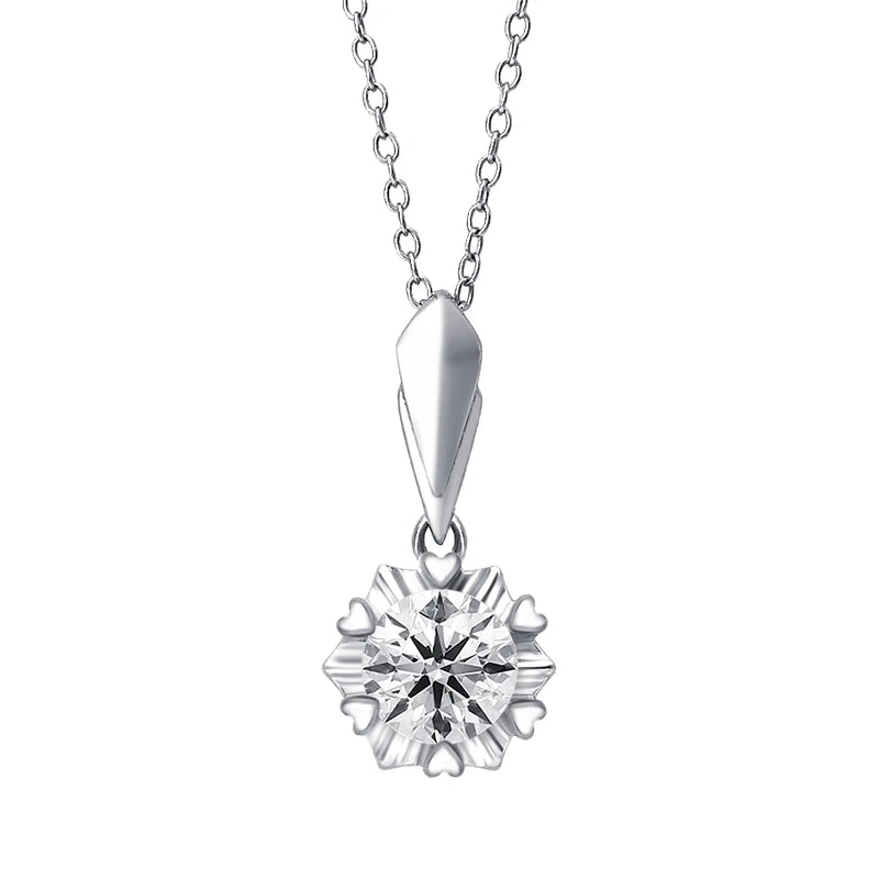Classic Design 1 Carat Moissanite Gemstones Round Shape Pendant Necklaces Women Necklaces With Silver Gold Plated