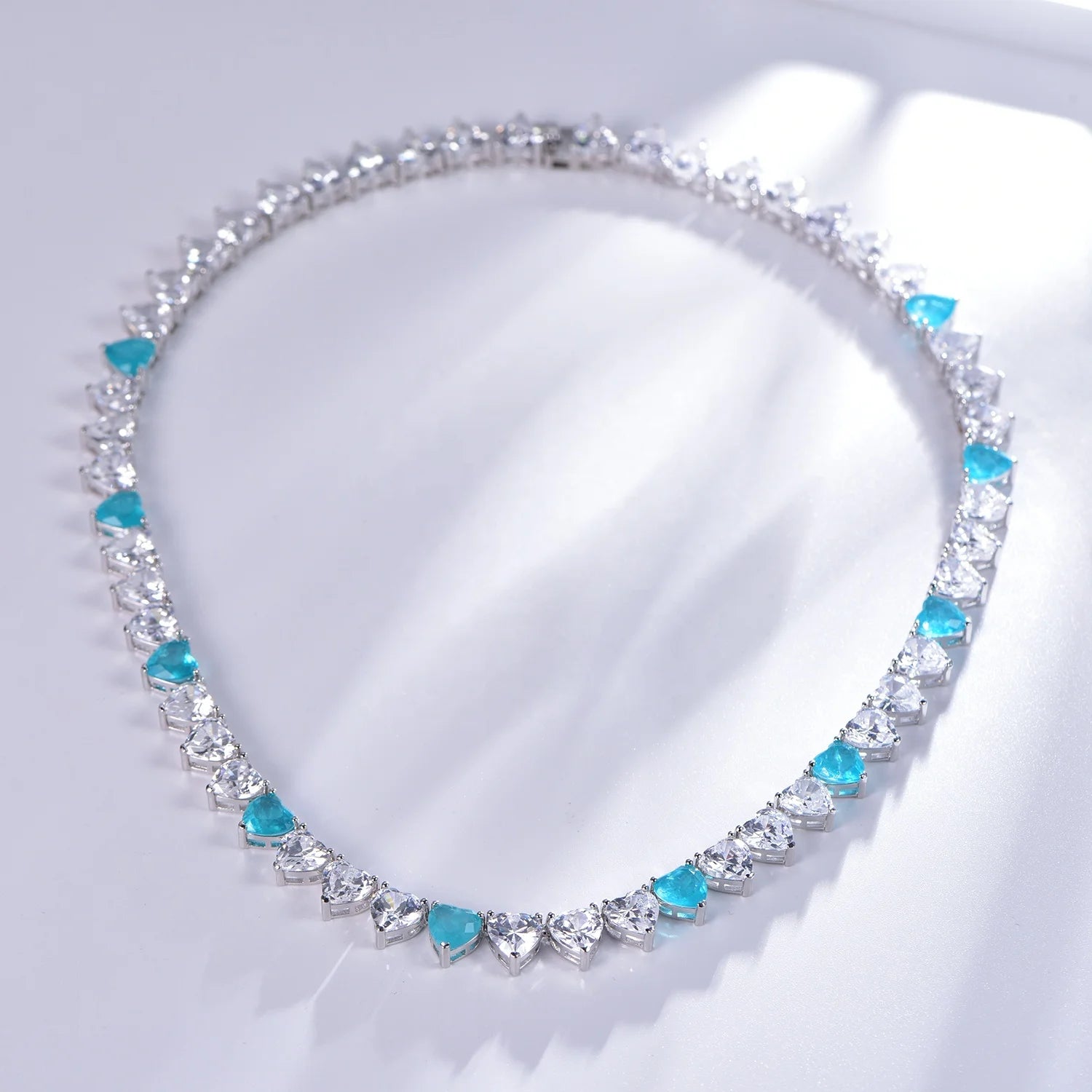 5A CZ Diamond Tennis Necklace Natural Stone Mossinate Tennis Chain 925 Sterling Silver Tennis Necklace