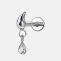 TOPOSH Cartilage Jewelry 14K Gold Plated Triple Marquise Cut Zircon Stud in Fan Shape with Internal Thread for Helix Conch Use