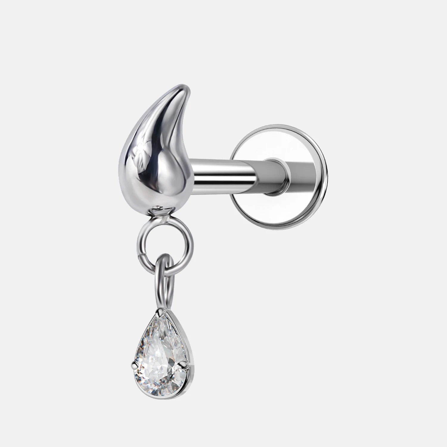 TOPOSH Cartilage Jewelry 14K Gold Plated Triple Marquise Cut Zircon Stud in Fan Shape with Internal Thread for Helix Conch Use