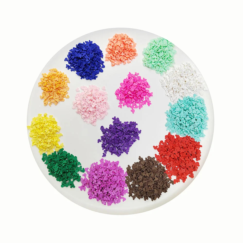 Wholesale 500g/Lot Colorful Mouse Head Polymer Clay Slice Cartoon Mouse Ear Soft Clay Sprinkles Crafts Nail Art Decor Artificial