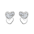 Sterling Silver 925 Fine Jewelry Simple Heart Design Stud Earrings for Women and Kids