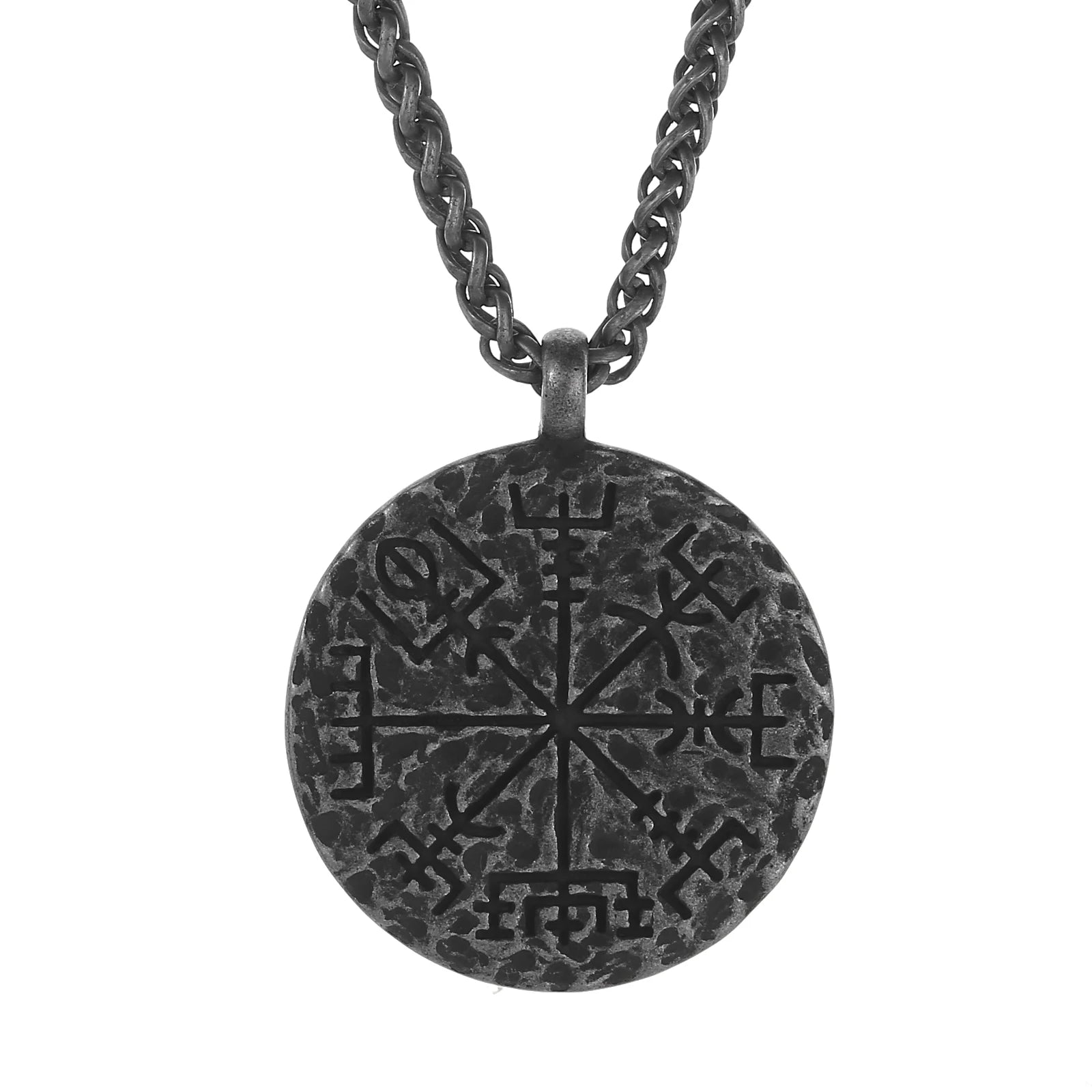 Antique Black Finish Viking Necklace Jewelry Stainless Steel Necklace Men's Norse Myth Pendant Chain Necklace Viking Jewelry