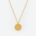 Joolim Jewelry 18K Gold Plated Zirconia Sunflower Coin Pendant Necklace Stainless Steel Jewelry Wholesale