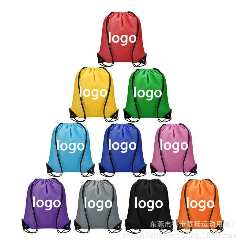 Hot Sale Kids Drawstring Backpack with Rope String Design Eco-friendly Polyester Material Custom Logo Printing for Students