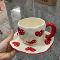 300ml Nordic Ceramic Mug Handmade Coffee Cups with Irregular Saucer Afternoon Tea Cup Set Couple Hand Painted Mugs