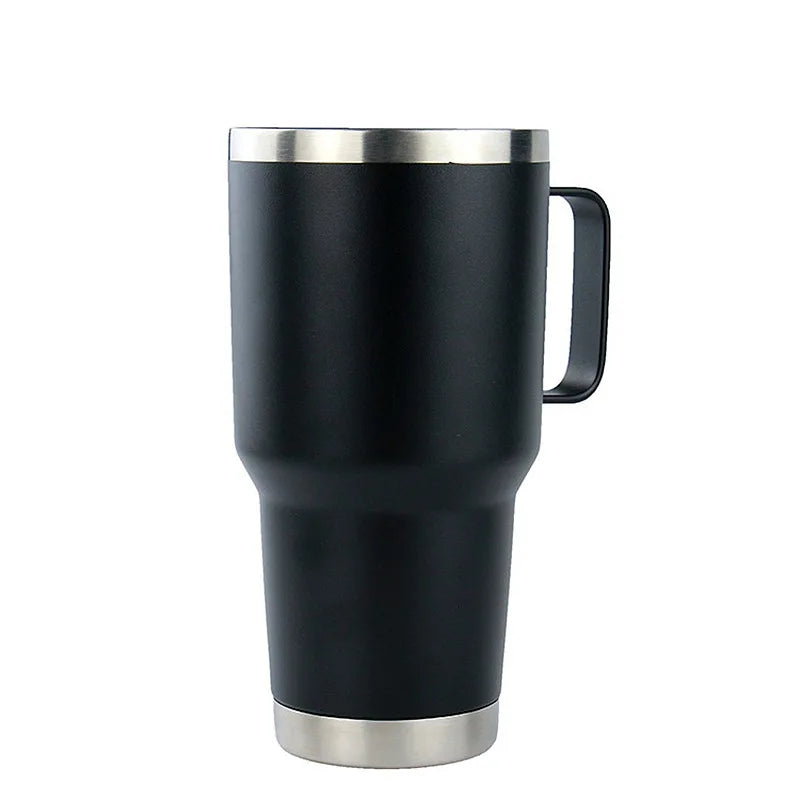 30 oz Tumbler With Handle Stainless Steel Insulated Travel Coffee Mug With Lid and Straw Thermal Coffee Cup for Hot&Cold Drinks