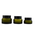 15G 30G 50G Cosmetic Cream Jar Matte Olive Green Frosted Glass Cream Jar Pots Sloping Shoulder Skin Care Eye Face Cream Jars