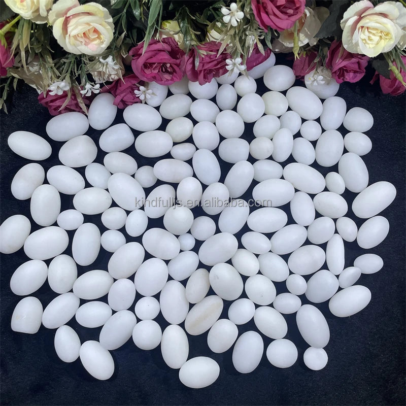 White Marble Jade Crystal Gravel Stone Natural Healing White Jade Tumbled Stone for Decor