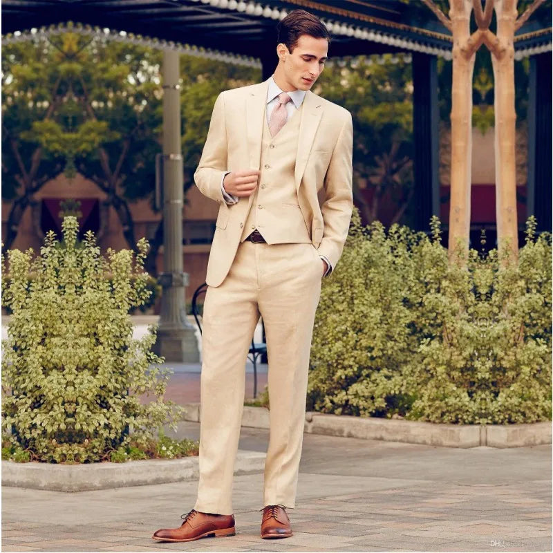 2025 New Arrival Men Suits Notched Lapel Casual 3 Pieces Arket blazer  (Vest+Pants+Jacket) Tuxedos Sets
