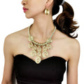 Boho Twined Crystal Beads Necklace & Earrings Set Big Geometric Gold Plated Eco-Friendly Zinc Alloy Women's Jewelry