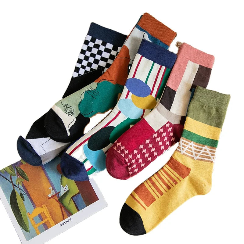 XIANGHUI Wholesale Fashion Irregular Pattern Women  Expression  High Women's Socks Body Stocking Women Fashion Socks