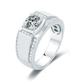 100% 925 Sterling Silver Rhodium Plated 1ct Moissanite Stone Solitaire Men Ring for Weddings Engagement