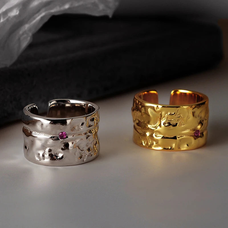 ICEBELA Jewelry Western Style Micro-inlaid Zircon Ring Female Wrinkled Texture Rings Jewelry Women 925 Sterling Silver
