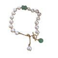 HOVANCI Chic Beaded Bracelet for Women 4 18k Gold Plated Baroque Natural Pearls Chain with Christian Charm