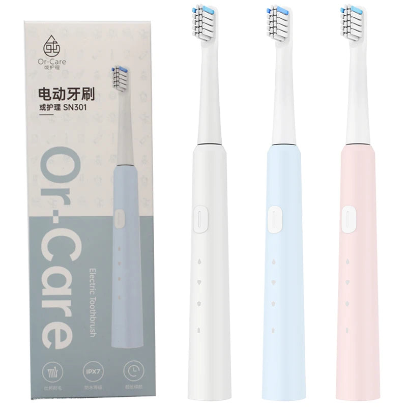 IPx7 Waterproof Micro USB Electric Toothbrush for Adult with Soft Bristle Home Use Foldable Design 1 Year Warranty