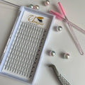 Ultra dark black premade fans eyelashes extensions 5D 0.070.10 long root fans
