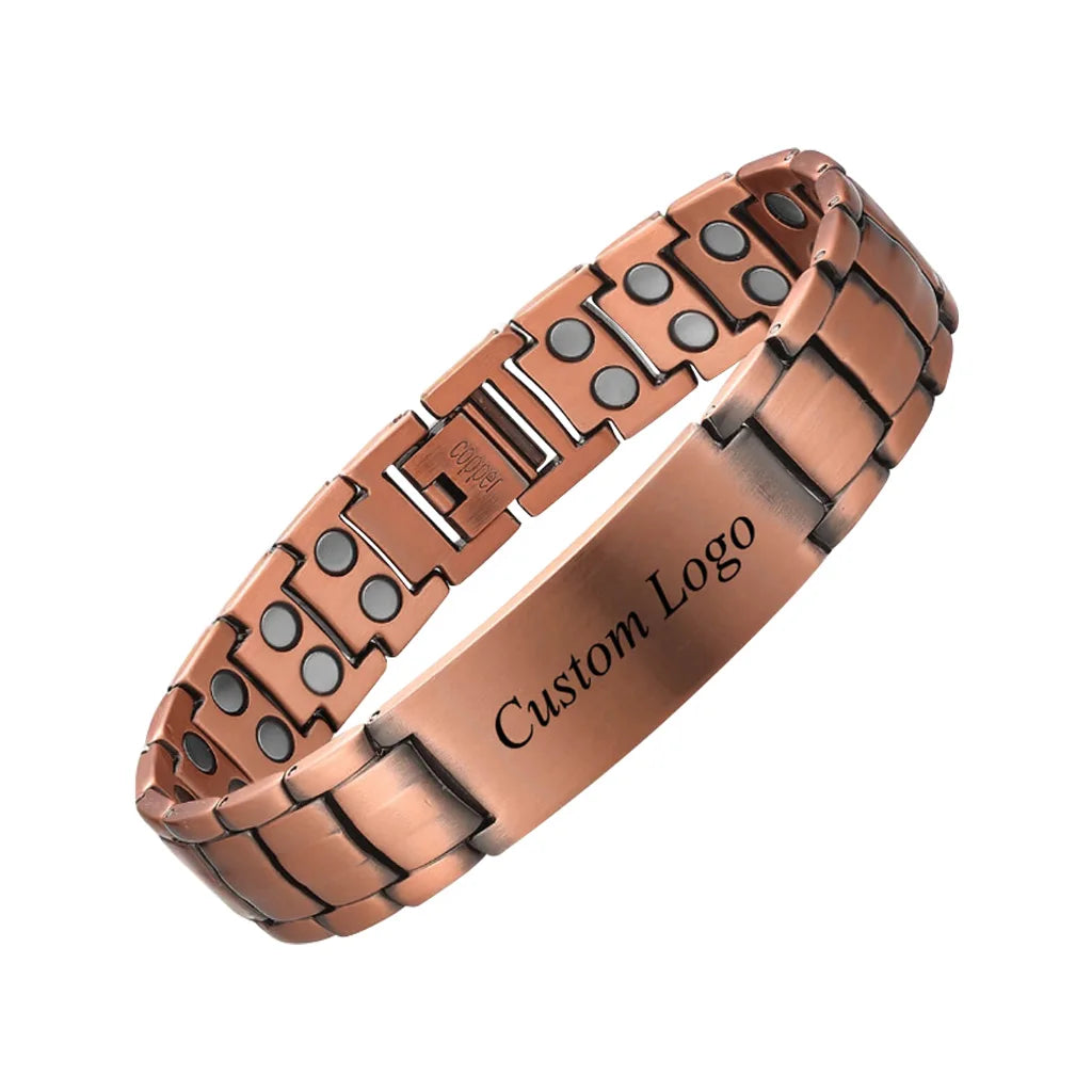 BioMagnetic Jewelry  Mens Personalized Double Row Magnets Magnetic Copper Bracelets Fashion Wellness Accessory for Daily Wear