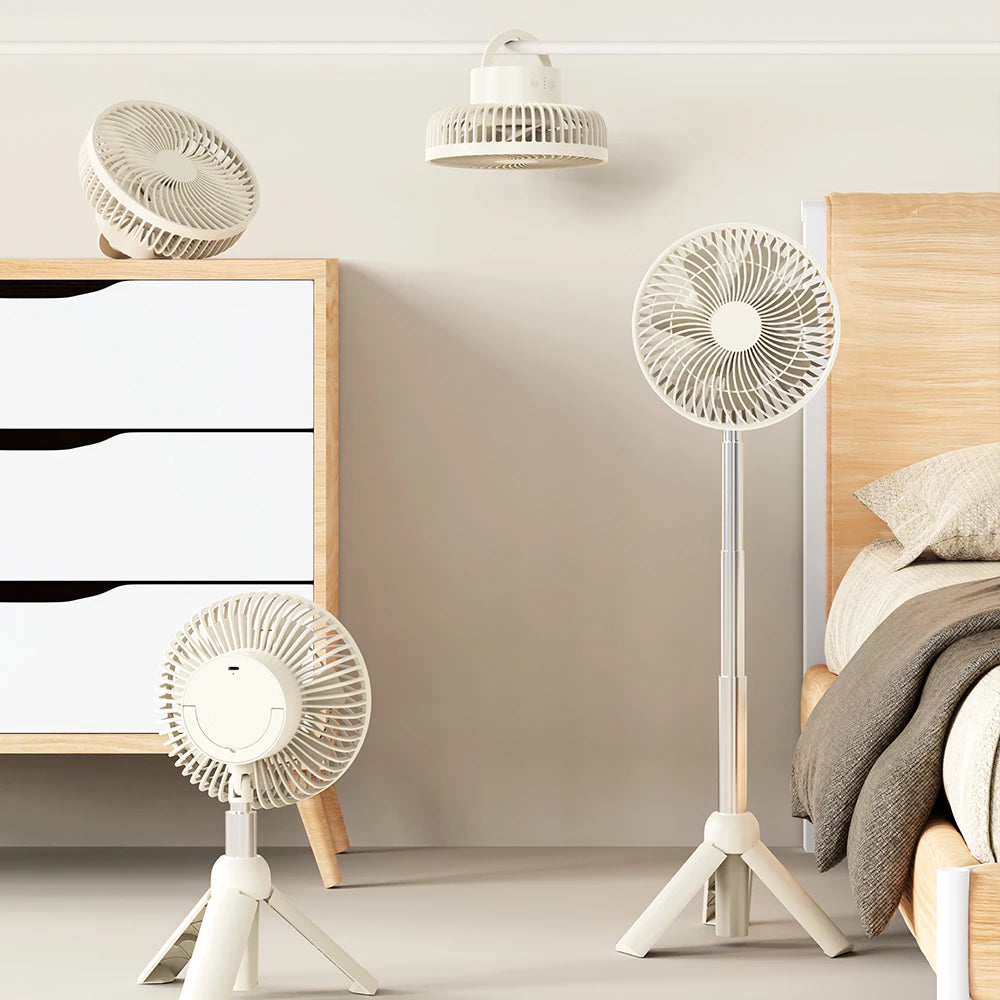 New Creative Retractable Outdoor Fan 4000mAh Battery USB Mini Rechargeable Portable Travel Tripod Camping Ceiling Fans