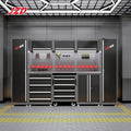 JZD Workshop Tool Cabinet Heavy Duty Workbench Garage Metal Cabinet Storage for Home Tool Box Trolley Tool Cart with Tools