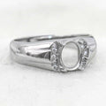 Sterling Silver 6*8mm Semi Mount Men's Ring Frame Empty Blank Claw Setting S925 Base Holder Without Center Stone for DIY Inlay