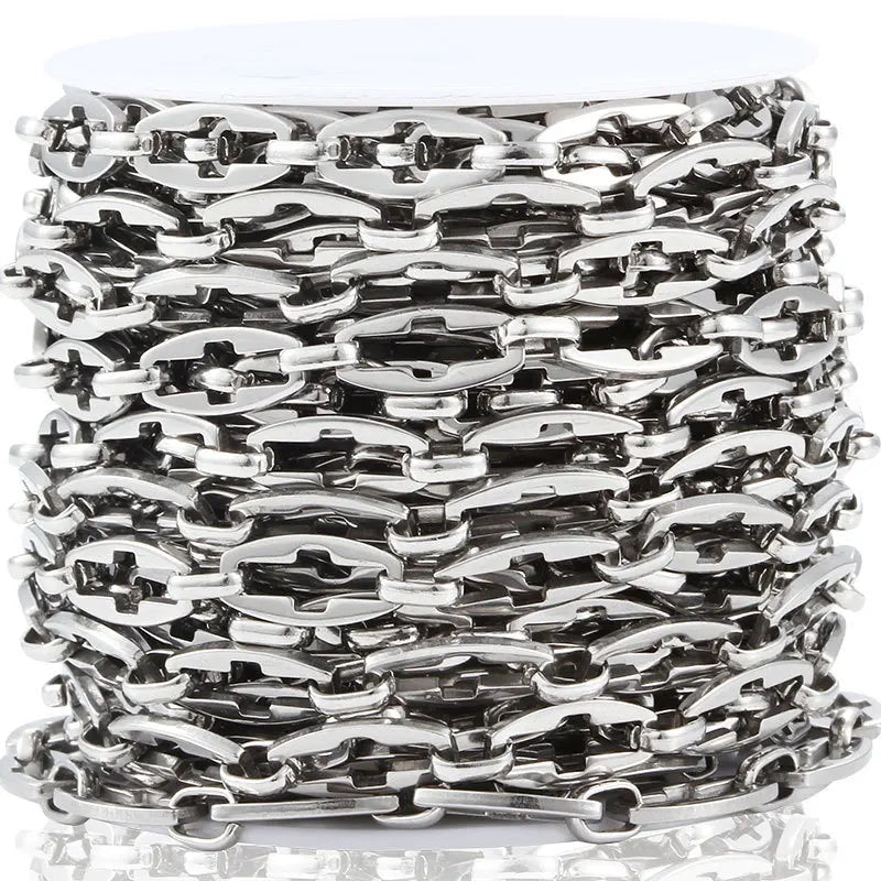 Wholesale Shiny Round Stainless Steel Necklace & Handmade Cross Chain Jewelry Making Accessories for Gift Occasions