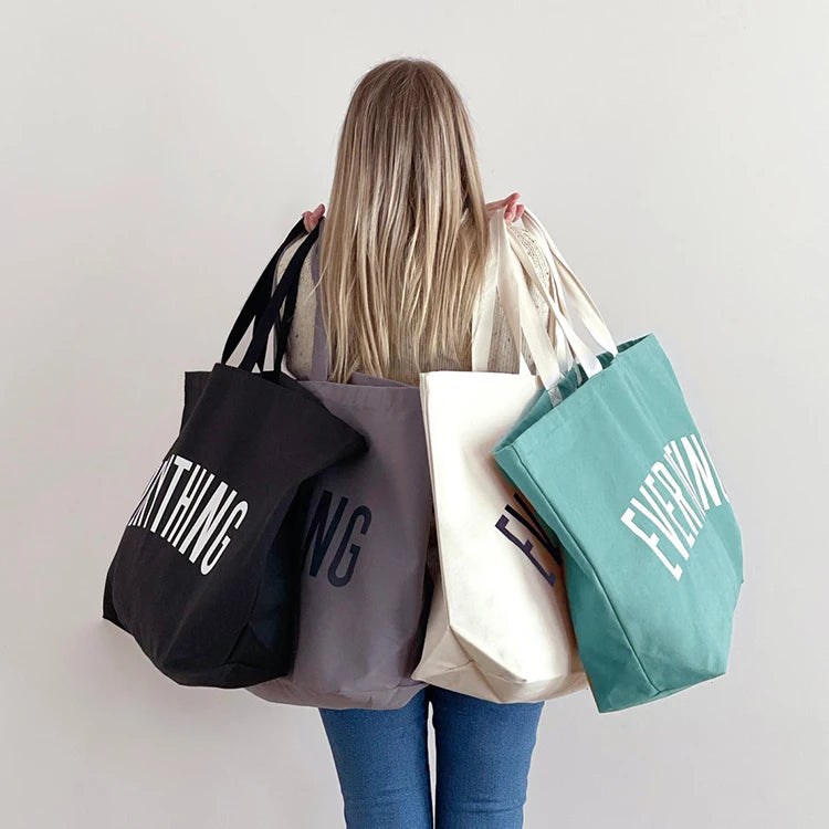 Custom Printed Logo Oversized 12oz Cotton Beach Grocery Bag Extra Large Plain Canvas Tote with Pocket for Shopping